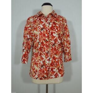 BRECKENRIDGE Casual Shirt 2X Womens Printed Cotton